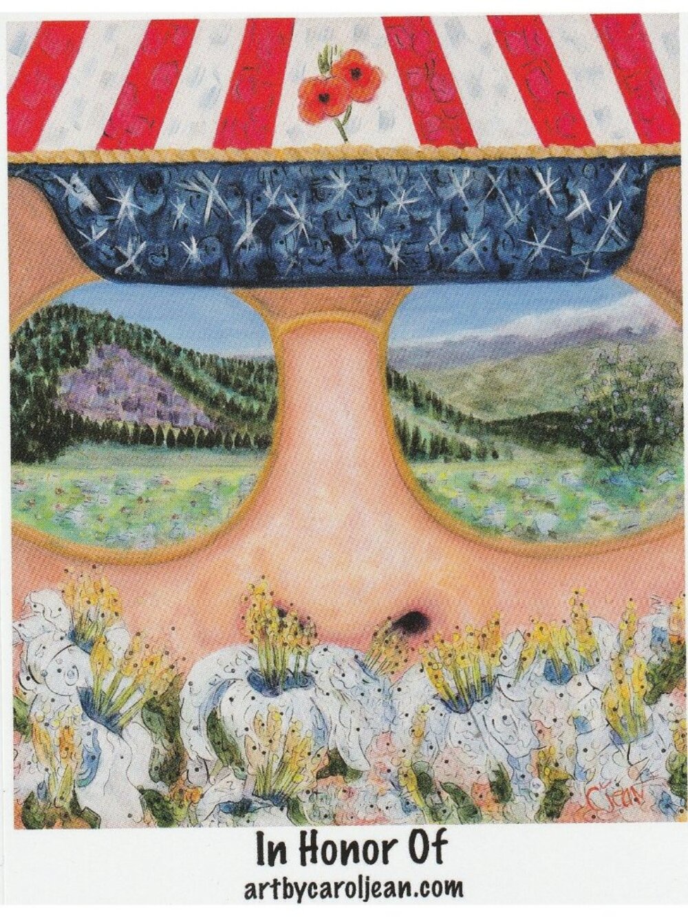 In Honor Of Patriotic Mountain Print Carol Jean 4x5 Card Steamboat Springs Co